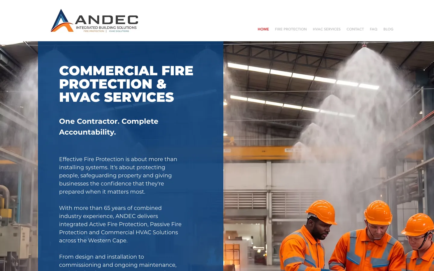 The current andec.co.za home page